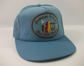 Ponderosa Cottages Rice Lake Canada Patch Hat Vintage Blue Snapback Trucker Cap