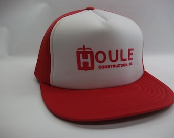 Houle Construction Inc Hat Vintage Red White Snapback Baseball Cap