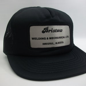 Bristow Welding Mecânica Innisfail Alberta Patch Hat Vintage Black Snapback Trucker Cap