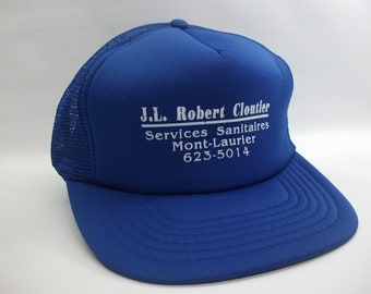 J.L. Robert Cloutier Services Sanitaires Mont Laurier French Francais Hat Vintage Blue Snapback Trucker Cap