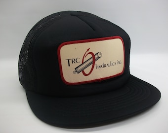 TRC Hydraulics Patch Hat Vintage Black Snapback Trucker Cap