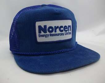 Norcen Energy Resources Ltd Patch Hat Vintage Blue Corduroy Snapback Trucker Cap