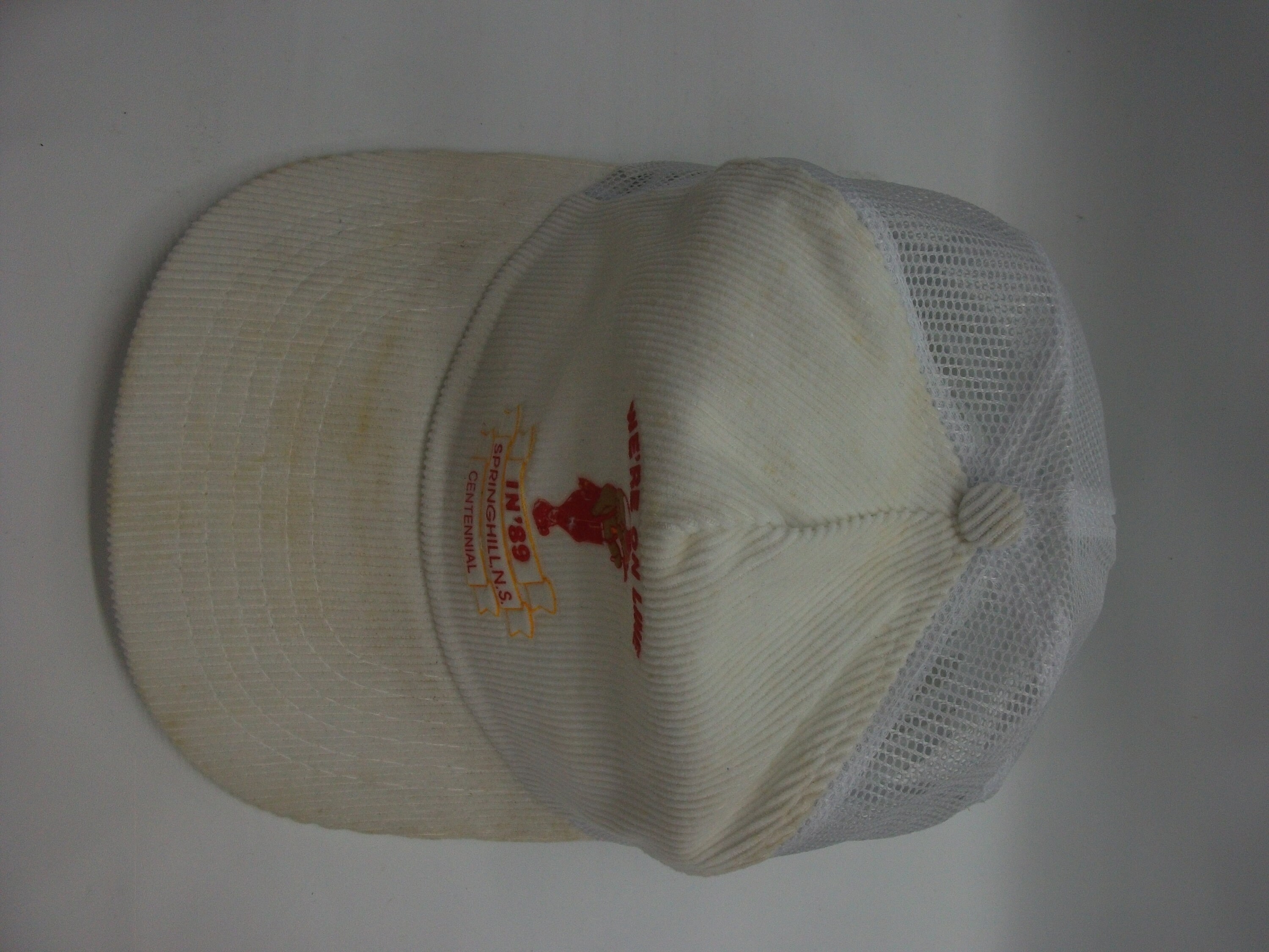 We're on Line in 89 Springhill NS Centennial Hat Vintage White Corduroy  Snapback Trucker Cap -  Canada