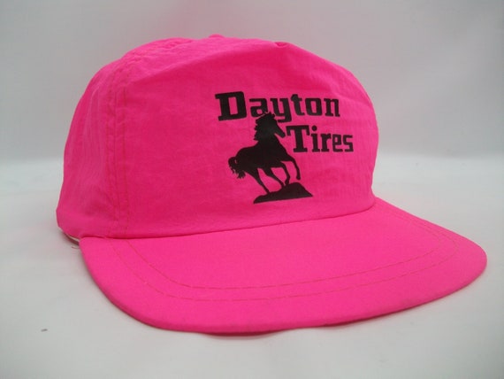 Dayton Tires Horse Hat Vintage Pink Nylon Snapback Baseball Cap