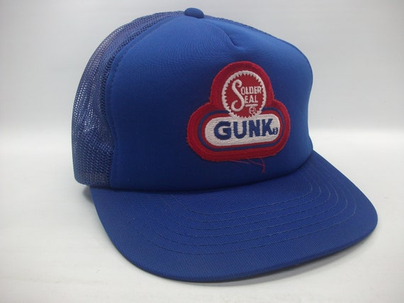 Solder Seal Gunk Patch Hat Vintage Blue Snapback Trucker Cap