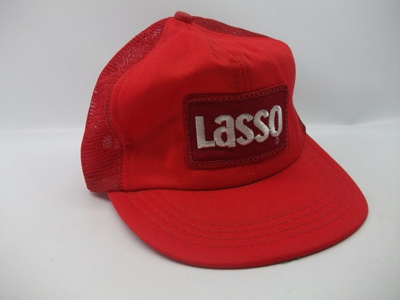Lasso Patch Hat Vintage Red Snapback Trucker Cap M