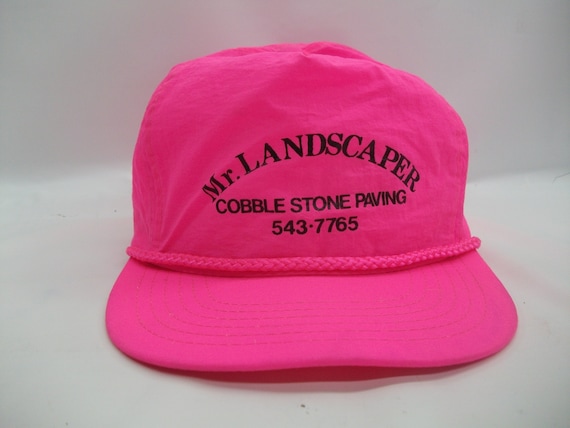 Mr Landscaper Cobble Stone Paving Hat Vintage Pink Nylon Snapback Baseball Cap