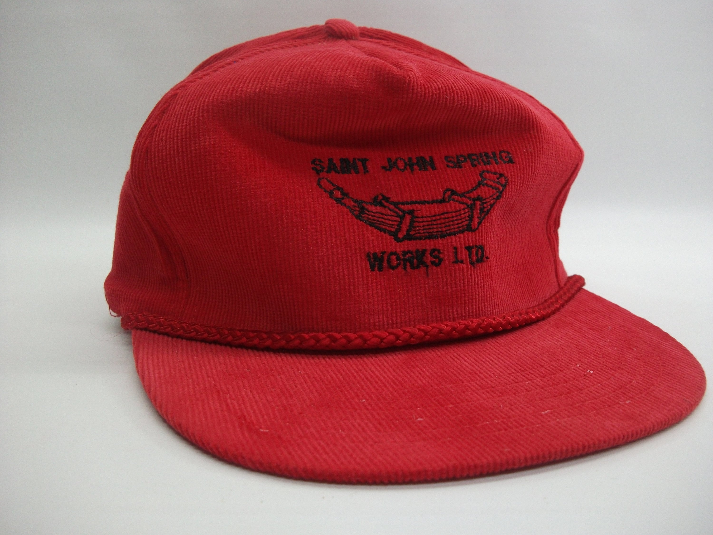 Saint John Spring Works Hat Vintage Red Corduroy Snapback Rope