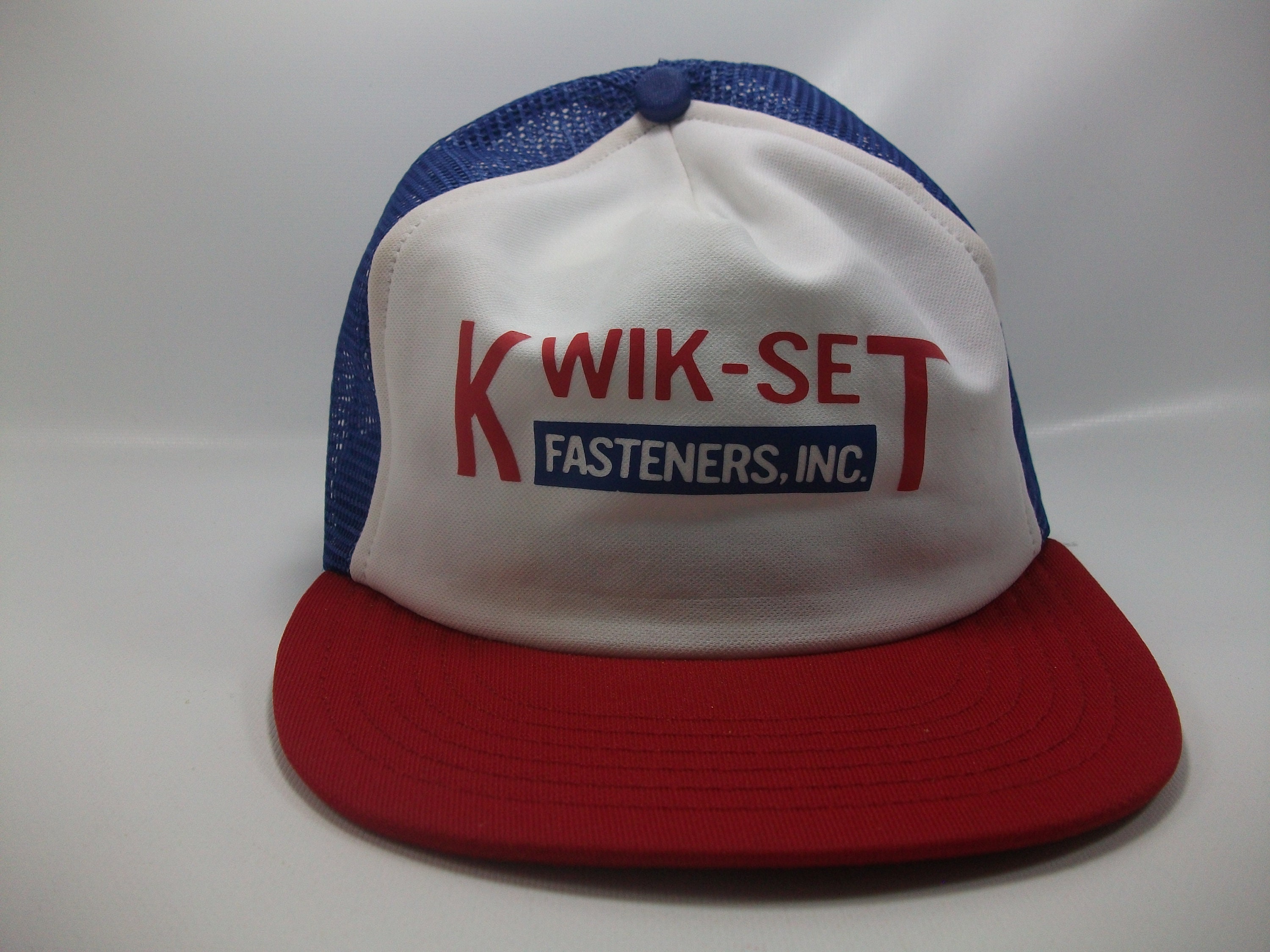 Kwik Set Fasteners Hat Vintage Red White Blue Snapback Trucker Etsy