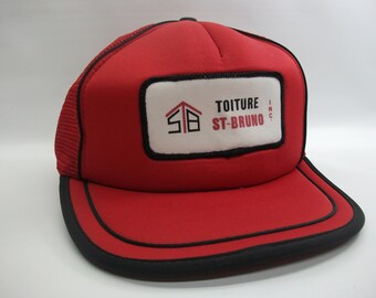 SB Toiture St Bruno Patch Hat Vintage Red Black Snapback Trucker Cap