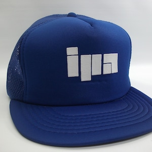 May include: A blue and white trucker hat with the word "iija" in white letters on the front.