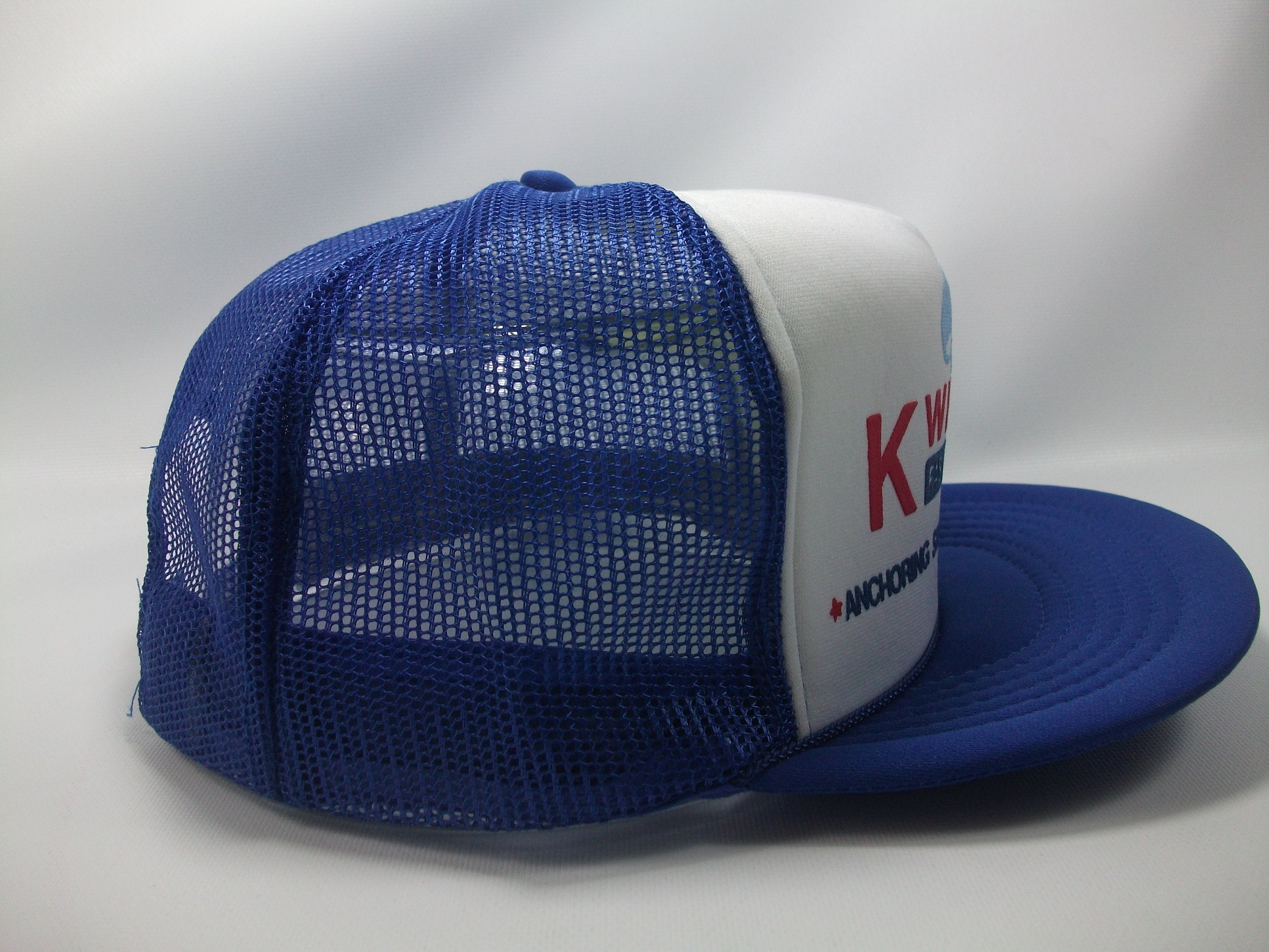 Kwik Set Fasteners Hat Vintage Blue White Snapback Trucker Cap Etsy