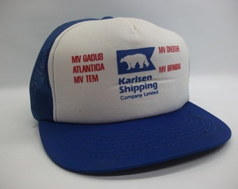 Karlsen Shipping Company Hat Vintage Blue White Snapback Trucker Cap