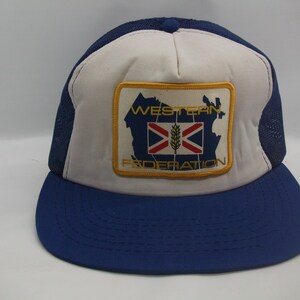Western Federation Patch Hat Vintage Blue White Snapback Trucker Cap