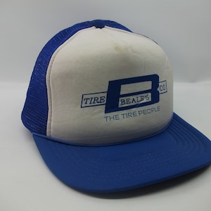 Beale&#39;s Tire Co The Tire People Hat Vintage Blue White Snapback Trucker Cap