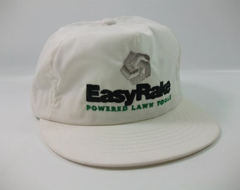 Easy Rake Powered Lawn Tools Hat Vintage White Snapback Baseball Cap Made USA