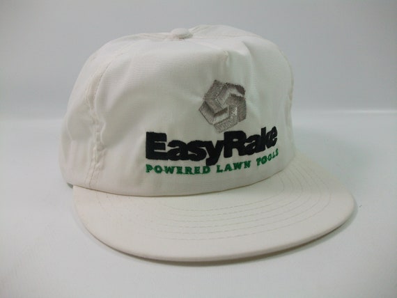 Easy Rake Powered Lawn Tools Hat Vintage White Snapback Baseball Cap Made USA