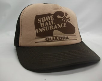 Shoe Hail Insurance Quadra Hat Vintage Brown Beige Snapback Trucker Cap