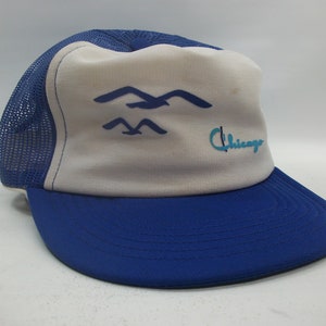 Chicago Birds Script Hat Vintage Blue White Snapback Trucker Cap