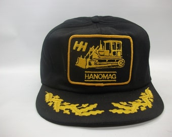 Hanomag Bulldozer HH Patch Hat Vintage Black Scrambled Eggs Snapback Baseball Cap Degrading Foam