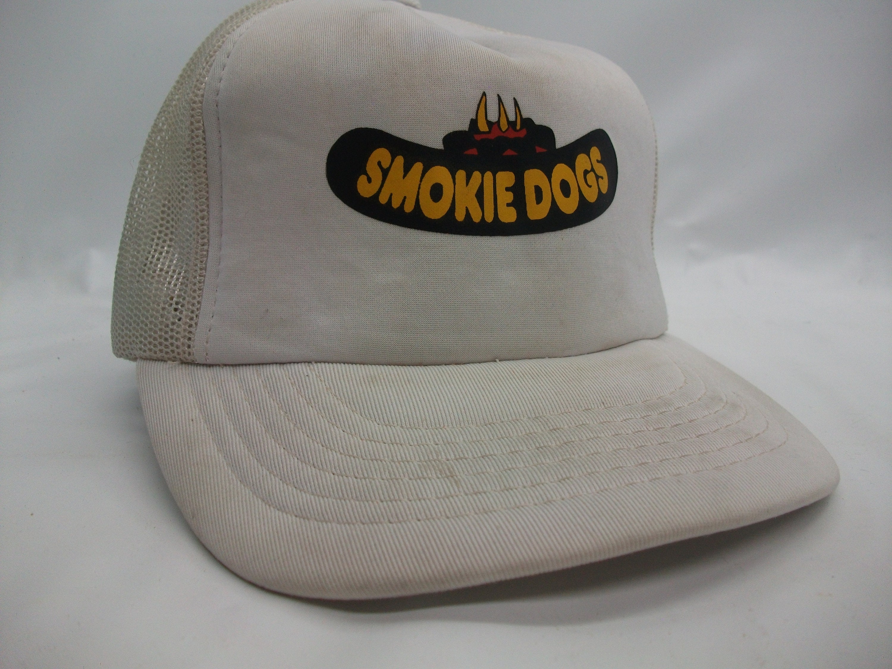 Smokie Dogs Hat Vintage White Snapback Trucker Cap