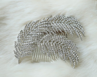 Grand Crystal Feather Hair Comb