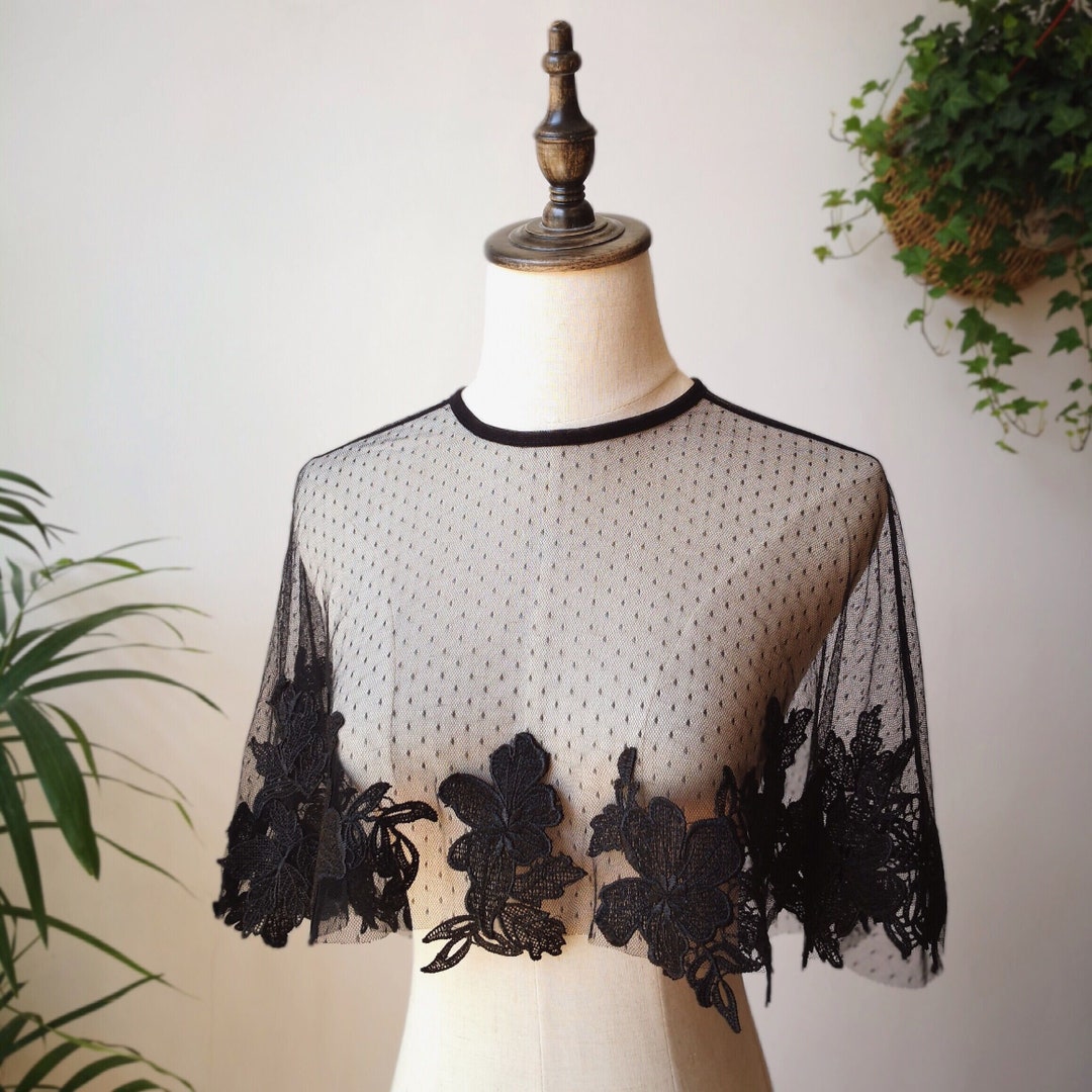 Black/white Dotted Bridal Capelet Dotted Cover Up Wedding - Etsy