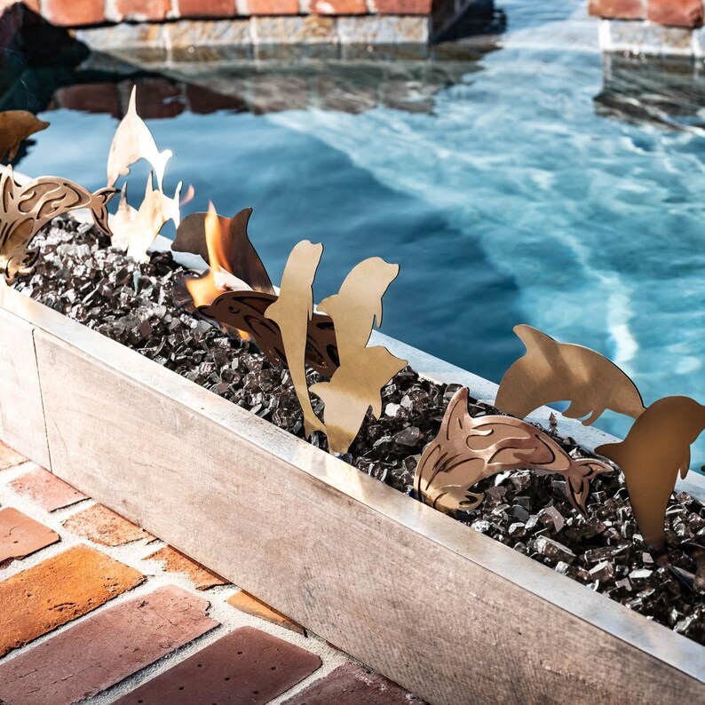 Diy Fire Pit Gas Fire Pit Dolphin Seascape Fire Pit Art Etsy