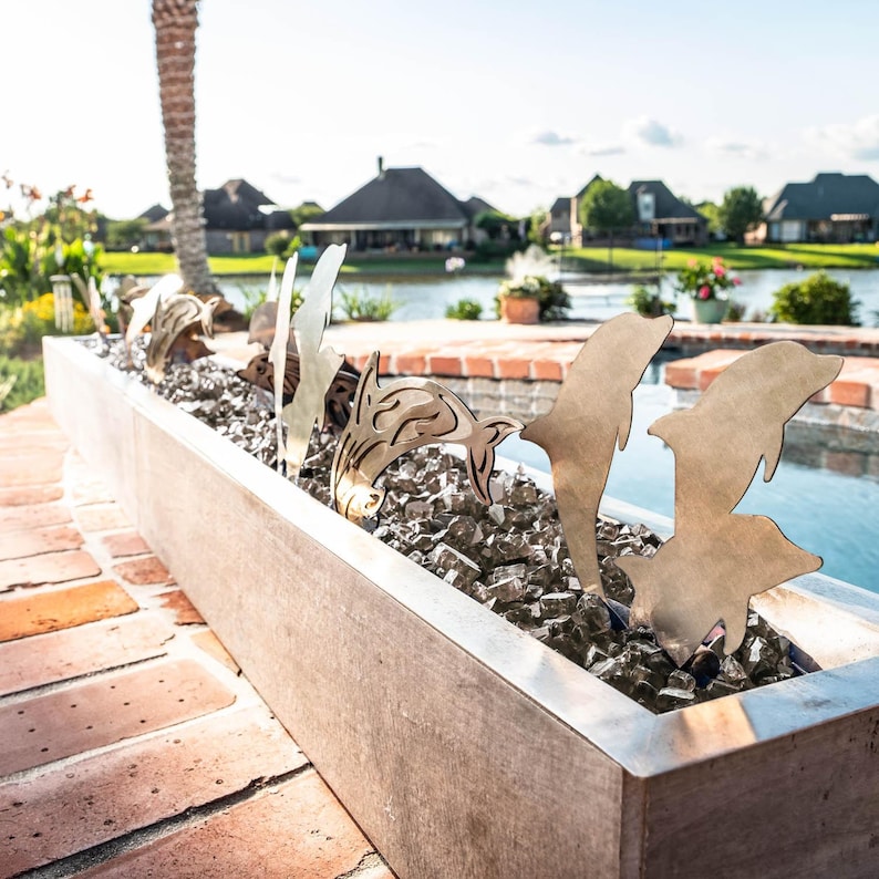 Diy Fire Pit Gas Fire Pit Dolphin Seascape Fire Pit Art Etsy