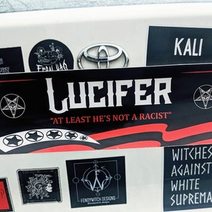 Lucifer For President Bumper Sticker, Hail Satan Anti Trump Sticker, Satanic Stickers, Occult Baphomet Bumper Stickers