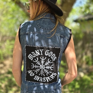 Many Gods No Masters Norse Anarchist Back Patch with Helm of Awe