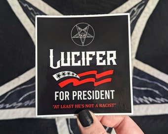 Adesivo Lucifero per Presidente, Adesivo Hail Satan Anti Trump, Adesivi satanici, Adesivi per paraurti Baphomet occulto