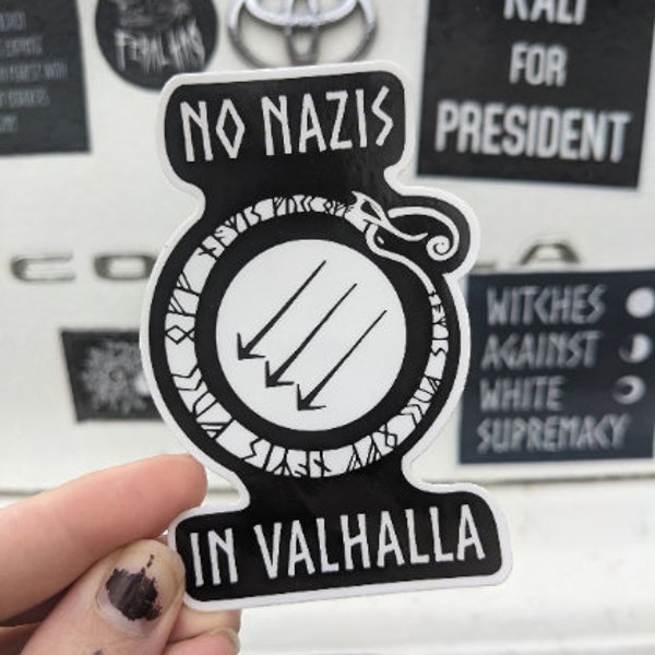 No Nazis In Valhalla Sticker, Anti-Racist Rune Decal, Norse Pagans Against Hate Bumper Sticker, Pagans Against White Supremacy