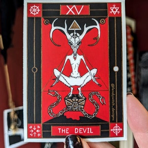 Pegatina de vinilo con la carta del Tarot del Diablo