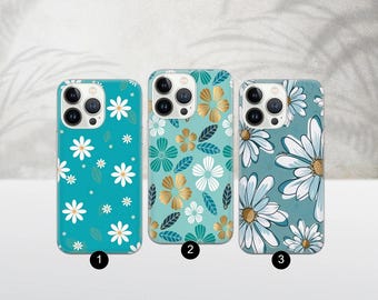 Daisy Phone Case Spring Pastel Cover for iPhone 16e, 16Pro Max, 15 Plus, 14, 13, 12, 11, XS & Samsung S25, S24, A56, A55, Pixel 9, 8, 7