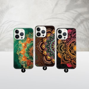 Mandala Phone Case Aesthetic Boho Cover for iPhone 16e, 16Pro Max, 15 Plus, 14, 13, 12, 11, XS & Samsung S25, S24, A56, A55, Pixel 9, 8, 7