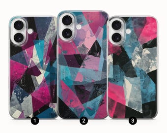 Funda de gel TPU con diseño geométrico abstracto vibrante para iPhone, Samsung y Google Pixel.