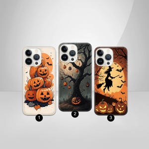 Halloween Handyhülle Kürbis Muster für iPhone 16E, 16Pro Max, 15 Plus, 14, 13, 12, 11, XS & Samsung S25, S24, A56, A55, Pixel 9, 8