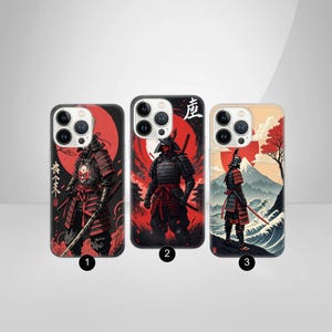 Samurai Handyhülle Japan Krieger Hülle für iPhone 16E, 16Pro Max, 15 Plus, 14, 13, 12, 11, XS & Samsung S25, S24, A56, A55, Pixel 9, 8