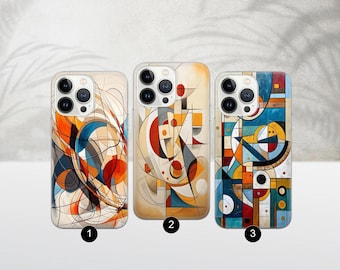 Funda de gel TPU con diseño de arte moderno abstracto para iPhone, Samsung y Google Pixel