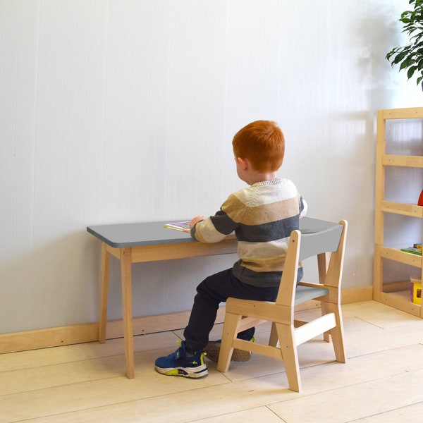 Chaise et table en bois massif pour enfants, tout-petits