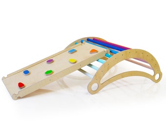 Climbing arch, rocker in rainbow colors, Kletterdreieck, Kletterbogen, Baby gym, arch, Climbing gym, kids ladder