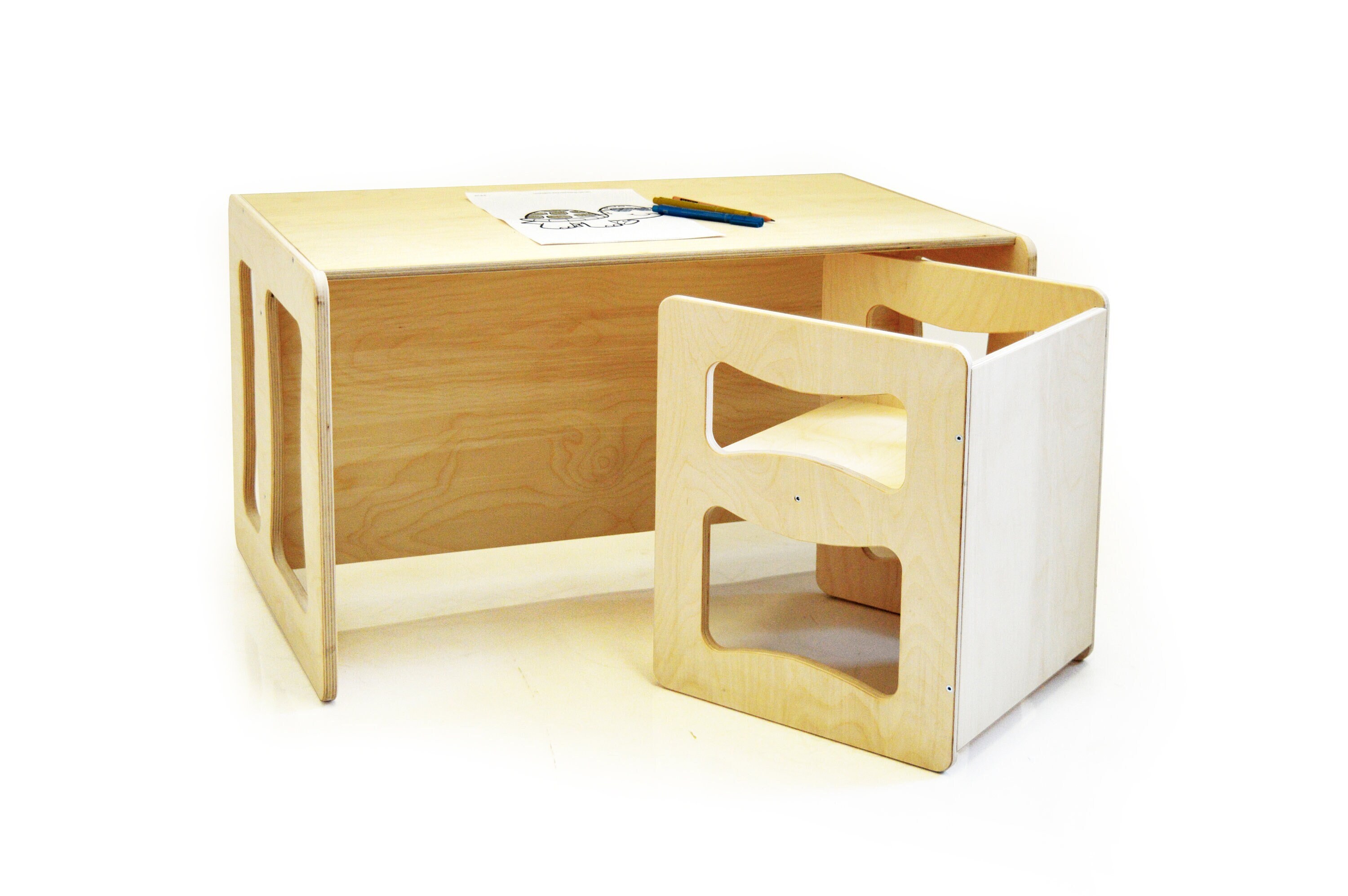 Mesa Sensorial Montessori Multifunción Porta Rollo + 1 Silla