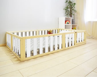 Montessori Floor Bed, House Bed, Wood Bed Frame, Toddler Floor Bed, Bed for Kids, Bedroom-Platform