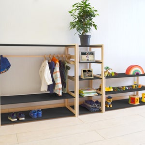 Clothing rack, Wardrobe, Montessori shelf, open shelf set, toy storage shelf, montessori toy shelf combo, shelf system image 1