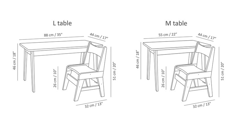 Chaise et table en bois massif pour enfants, tout-petits image 10