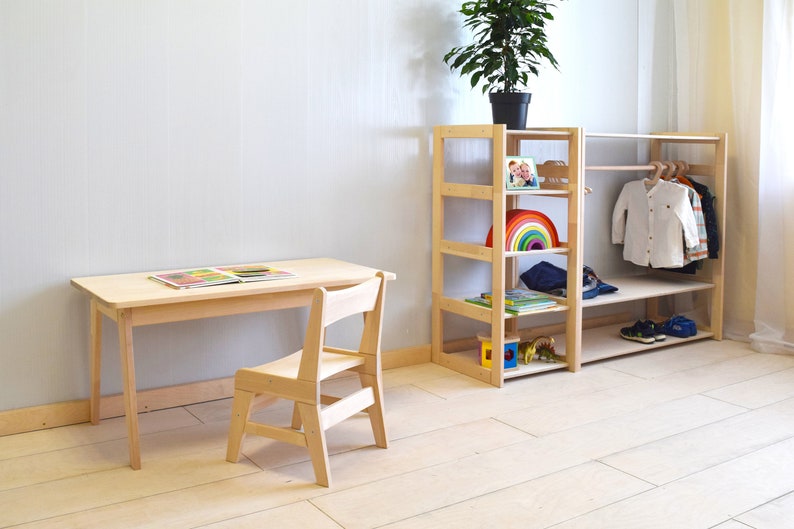 Chaise et table en bois massif pour enfants, tout-petits image 3