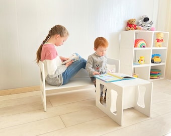 Mesa/silla Montessori, Mesa para niños, Silla para niños, Mesa/silla multifuncional, Muebles Montessori, sillas para cachorros para niños pequeños, silla para niños pequeños