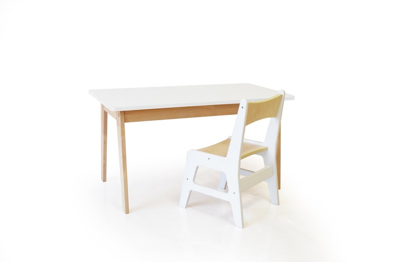 Chaise et table en bois massif pour enfants, tout-petits image 6