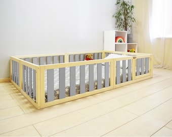 Montessori Floor Bed, House Bed, Wood Bed Frame, Toddler Floor Bed, Bed for Kids, Bedroom-Platform